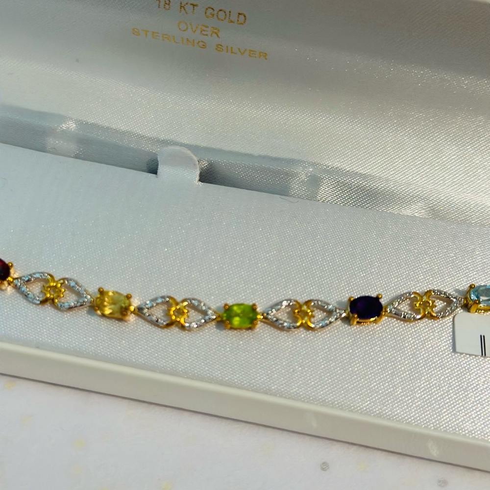 NWT 14K Gold Over Sterling Silver with Genuine Multi Stones